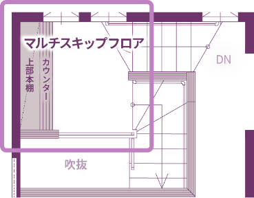 マルチスキップフロアの間取り図。