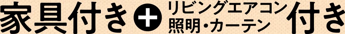 家具付き+リビングエアコン照明・カーテン付き