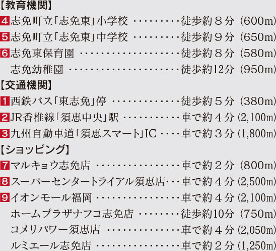 福岡県糟屋郡志免町志免東の新築戸建分譲住宅 ヴェルコート志免東3丁目 周辺環境image